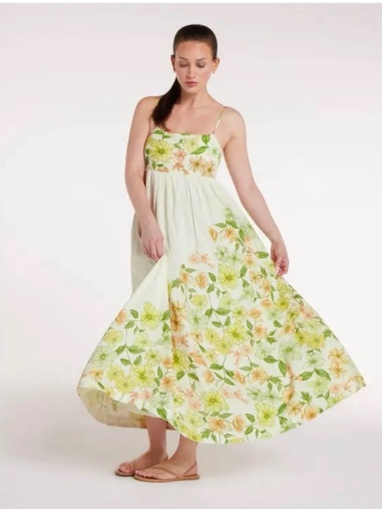 Hermoza Dresses & Skirts - Hermoza Emily Dress Sights of Spring Yellow floral Spaghetti-Strap Maxi Dress